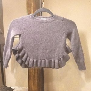 Oshkosh Ruffled Knit Sweater Stretchable Grey Children 4T